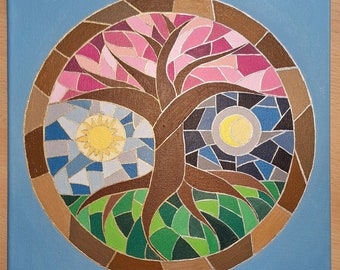 The Tree of Life / abstract mosaic painting / original acrylic painting