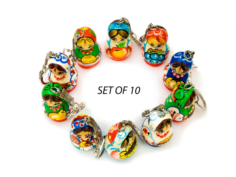 Matryoshka doll Girly keychains Nesting dolls keychain Wooden Etsy