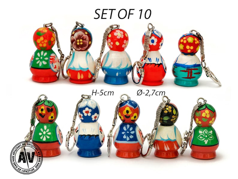 Matryoshka doll Girly keychains Nesting dolls keychain Wooden Etsy