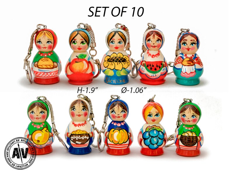 Matryoshka doll Girly keychains Nesting dolls keychain Wooden Etsy