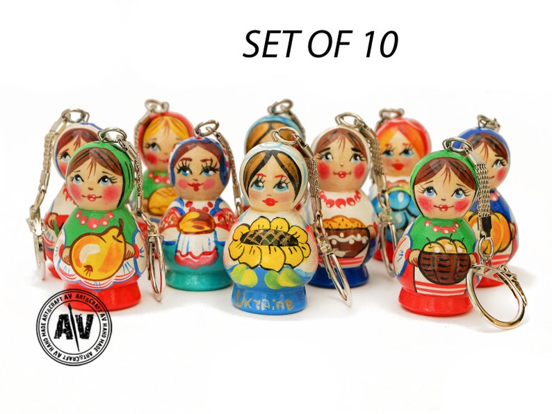 Matryoshka doll Girly keychains Nesting dolls keychain Wooden Etsy