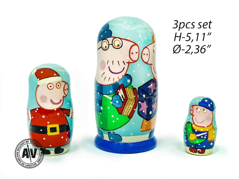 Peppa Pig dolls Nesting dolls for kids Matryoshka wooden Etsy