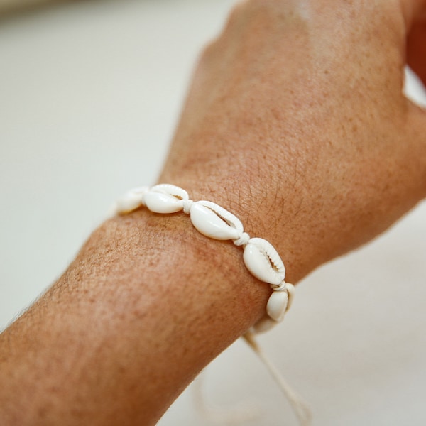 Bracelet cauris unisexe reglable Bali bracelet coquillage