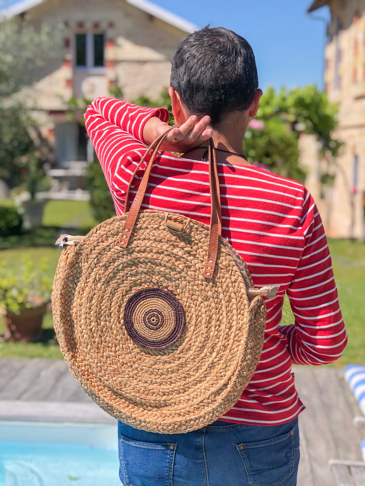 raffia round bag