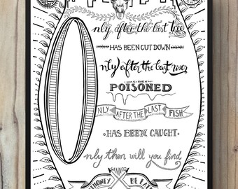 Illustration print typography poster
