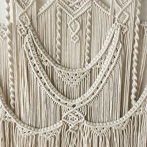 Large cream Bali macrame wall hanging decoration image 3