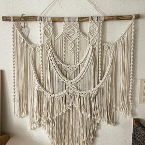 Large cream Bali macrame wall hanging decoration image 4