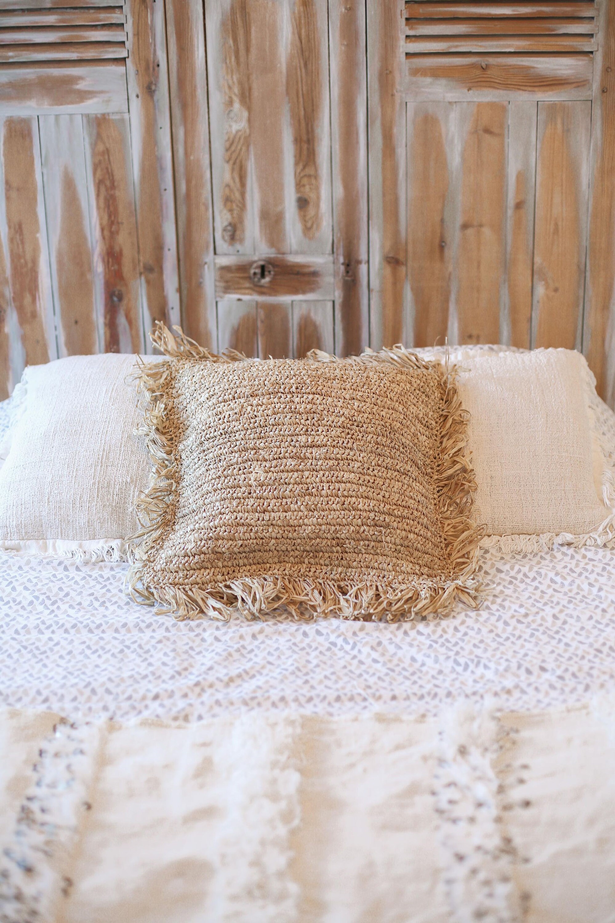 Housse de Coussin en Raphia Décoration Bali 50x50