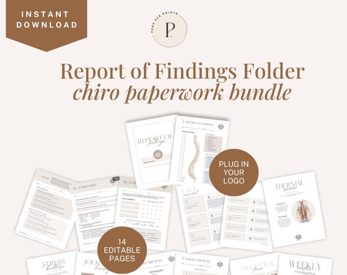 Chiropractic Report of Findings Packet Template Reexam Form Bonus FULLY