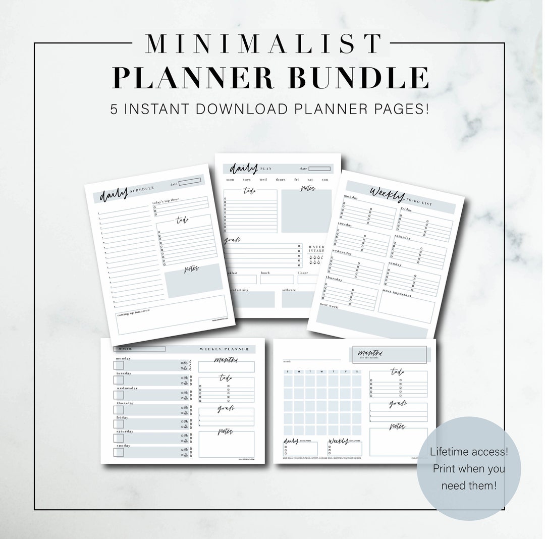 Minimalist Printable Planner Bundle LIFETIME ACCESS Printable to Do ...
