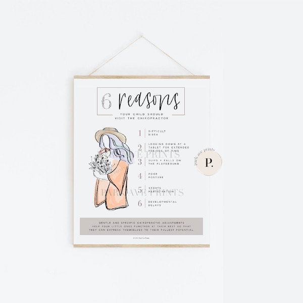 Póster de 6 razones - Quiropráctica pediátrica / Quiropráctico / Niños / Niño