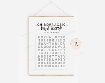 Chiropractic Word Search Poster - Chiropractic Art - Office Poster