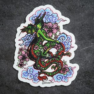 Dragon - Autocollant/décalcomanie en vinyle résistant aux intempéries 3 pouces de Drawlloween 2024