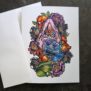 Âme de sirène - Carte de voeux vierge pliée 4,25 x 5,5 pouces