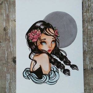 On Wednesdays, we wear pink-5x7 inch Wednesday Addams inspired art print. Perfect for Halloween decor or gift!
