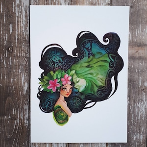 How far I'll go - 5x7 Inch Art Print inspired by Princess Moana and Te Fiti from the movie Moana