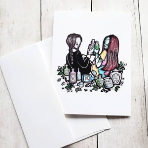 Poison Besties - Tarjeta de felicitación en blanco doblada de 4.25 x 5.5 pulgadas de Drawlloween 2021