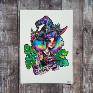 Crystal Witch - 5x7 Inch Witch Themed Art Print