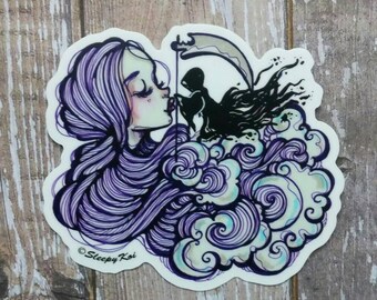 Grim Reaper - Halloween themed 3 inch Die Cut Weatherproof Vinyl Sticker /Decal from Drawlloween /Inktober 2017
