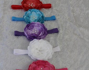 Pink Floral Headband - Flower Girl Band - Flower Girl Headpiece - Girl Headband - Bridal Headband - Hair Accessory - Wedding Headband