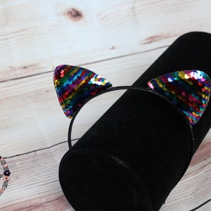 Sequin Cat Ears Headband - Crown Headband - Costume Ears - Kids Headbands - Girls Headbands - Kitten Ears - Cat Party Favors