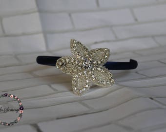 Rhinestone Flower Girl Headband: Bridal Christening Hairpiece