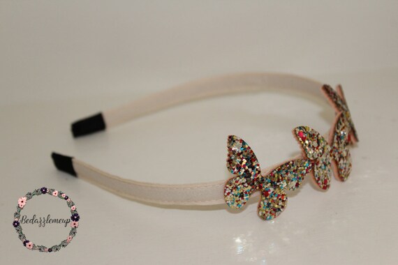 Gold Glitter Butterfly Headband: Party Hair Accessory - Etsy display picture 2