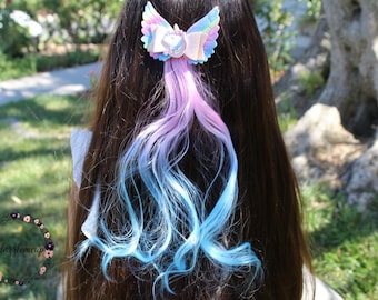 porte-pince à cheveux, fil arc-en-ciel de licorne, glands, nœuds pour