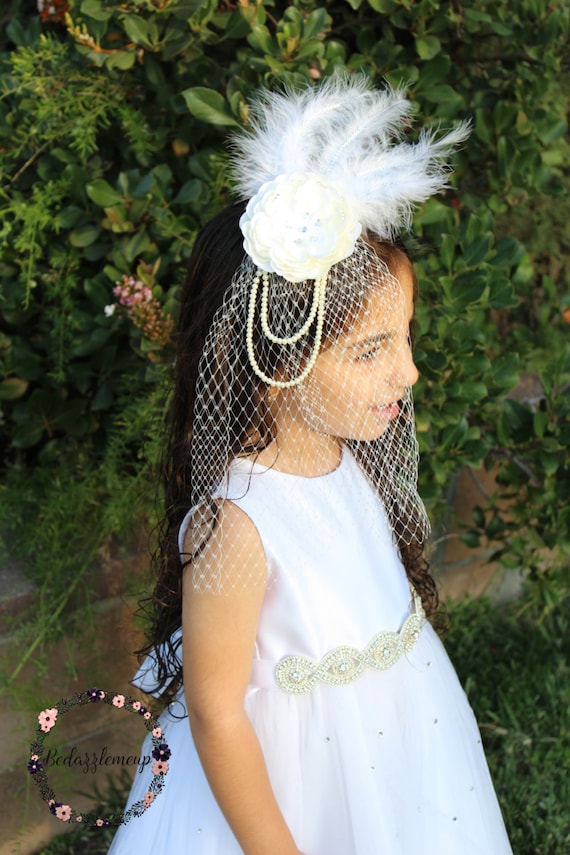 Flower Girl Veil Headpiece: Swarovski Crystals, Pearl Hair  display picture 1