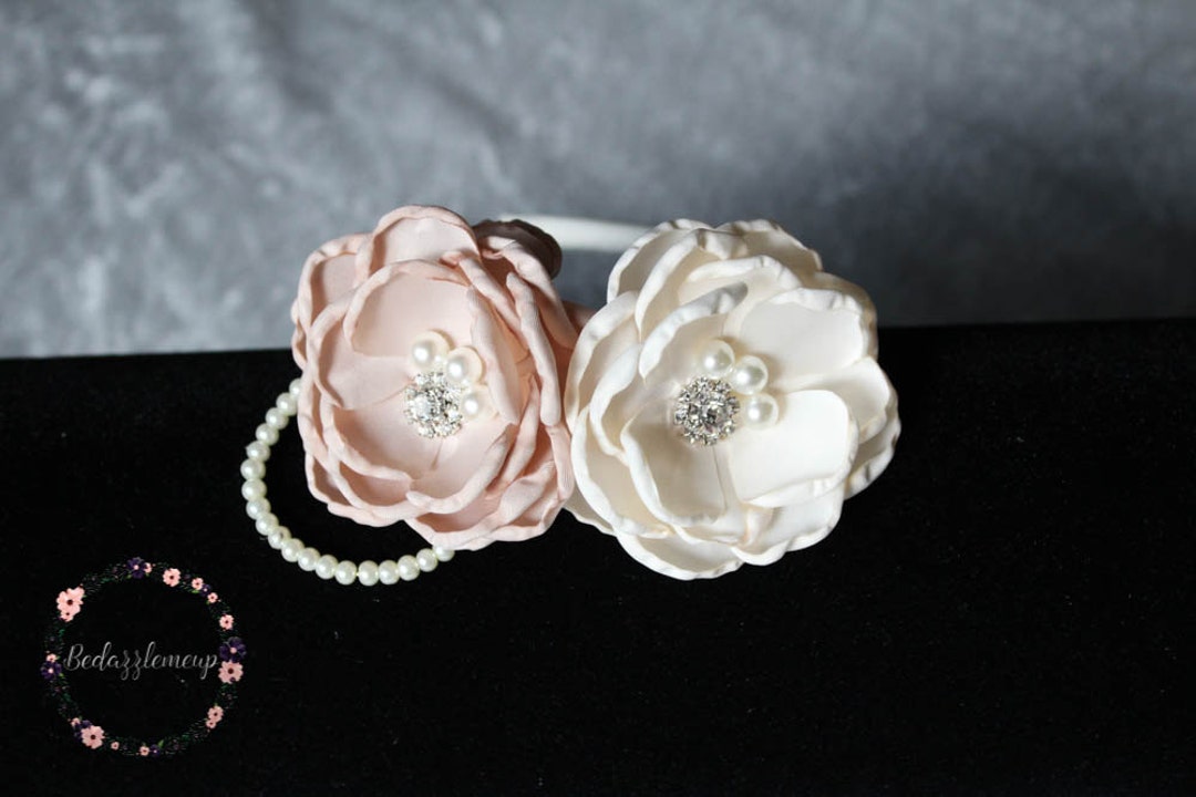 Christening Headband Hard Headband Rhinestone Headband Flower Girl Headpiece Bridal Hairpiece