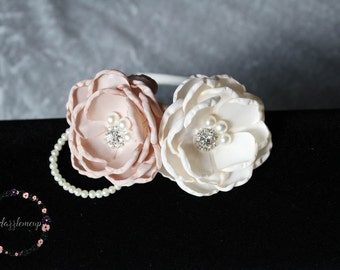Rhinestone Flower Girl Headband: Bridal Christening Hairpiece