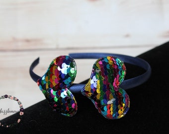 Omkeerbare hoofdband met lovertjes: sprankelend tweekleurig haaraccessoire
