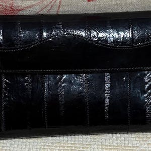 1980s vintage Eel skin black wallet womens