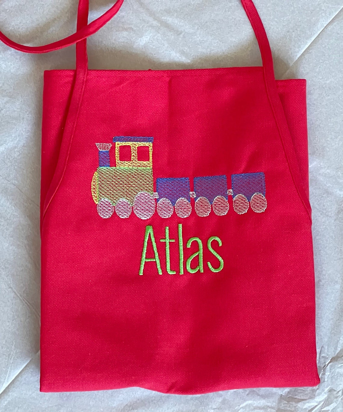 Child/toddler Personalized/embroidered Cooking/art Train Apron - Etsy