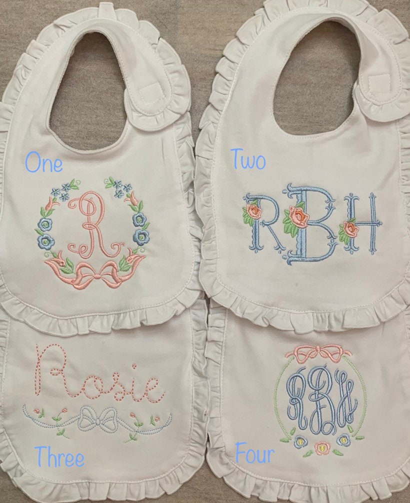 monogram/initial personalized bib