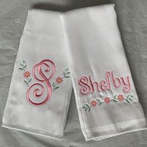 Girl's Monogram/Initial/Name Personalized Burp Cloth Set