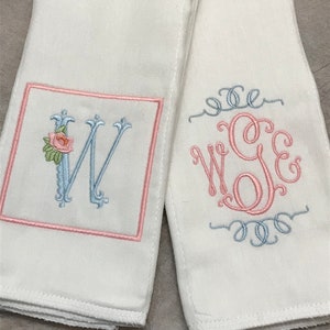 Girl&#39;s Monogram/Initial Personalized Burp Cloth set