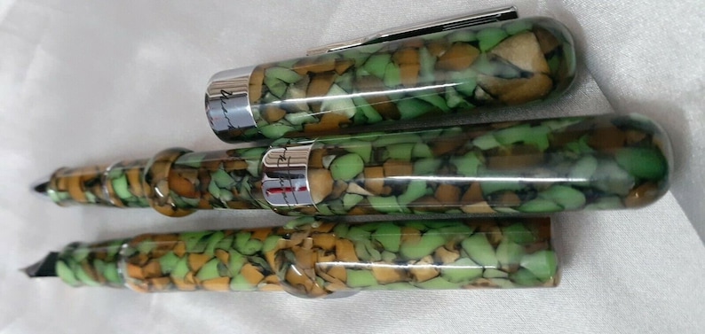 2 Pc Conklin Spring Green Mark Twain Fountain And Ball Pen