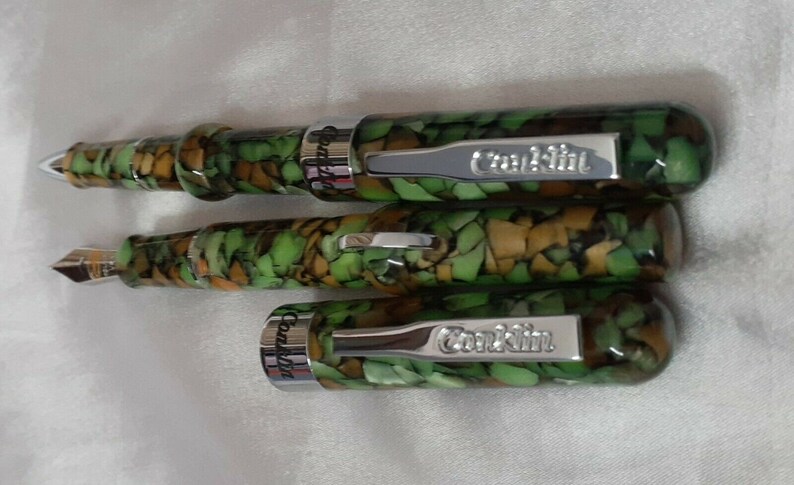 2 Pc Conklin Spring Green Mark Twain Fountain And Ball Pen