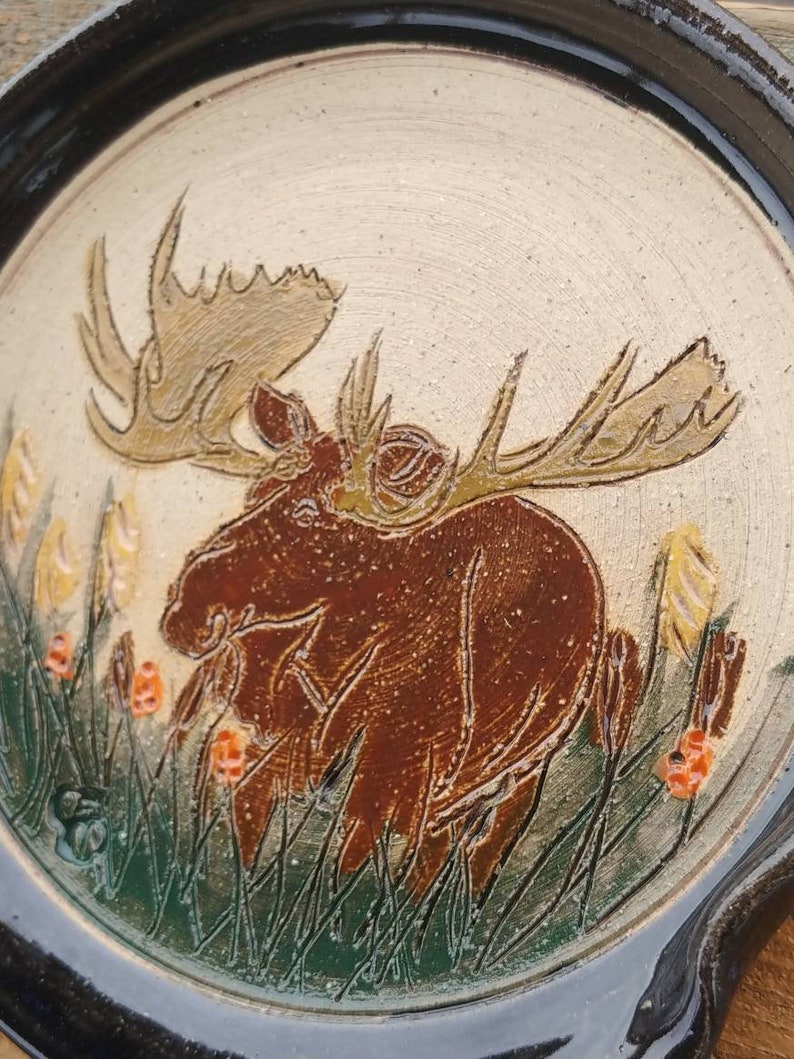 Moose bull handmade stoneware pottery spoonrest free shipping