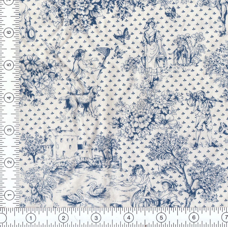 Blue Red Work Country Fair Fabric Blue Redwork Sold as 1 Unit - Etsy