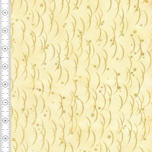 Fabric Hanami Style H 8714 by Hoffman CA Intl Screen Print Lt tan background with gold metallic swirls. Sold by half yard