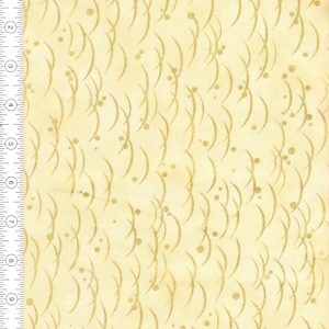 Fabric Hanami Style H 8714 by Hoffman CA Intl Screen Print Lt tan background with gold metallic swirls. Sold by half yard
