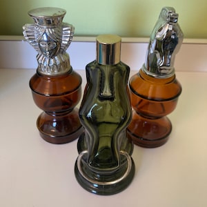 Vintage Lot of 3 Avon Cologne Chess Piece Collectable Bottles 1970s 1980s