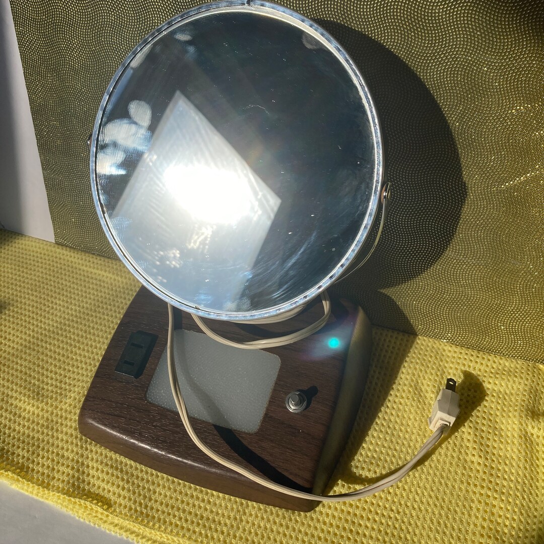 Vintage Lighted Makeup Mirror With Outlet for Hair Tools Etsy