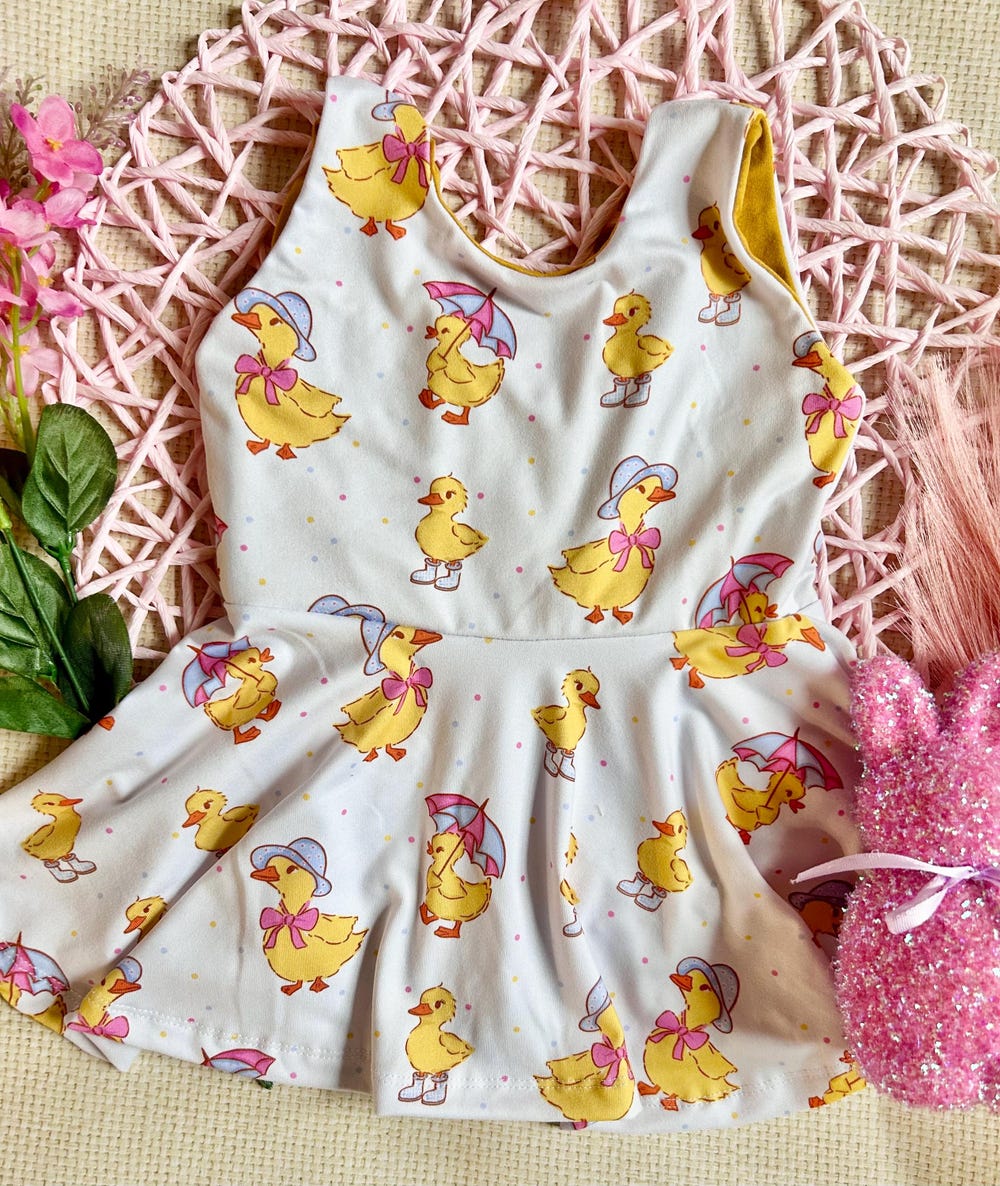 Rainy Ducks Spring Easter Floral Tank Top Dbp Knit Twirl Peplum Or Dress Newborn To 8 Years Holoshirts