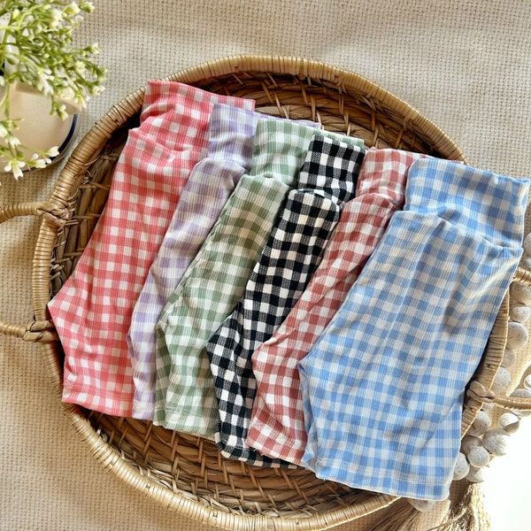 Gingham bike shorts for matching sizes 0-3 mo the up to 8 girls