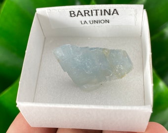 Kleines Stück blaues Baryt aus Spanien, Mineralprobe, blauer Baryt, spanischer Baryt, Mineralprobe, seltenes blaues Baryt, natürlicher Kristall, blauer Kristall