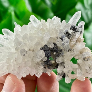 Transparent Quartz with Galena from 9th September mine,Madan,Bulgaria,Transparent Quartz,Quartz Cluster,Home Decor, Energy Crystal,