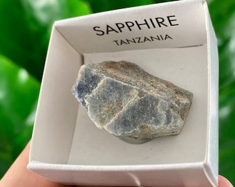 Seltener Saphir aus Tansania, Roher Saphir, echter ungeschliffener Saphir, Mineral, Rohedelstein, Rohedelstein, Wohndekor,